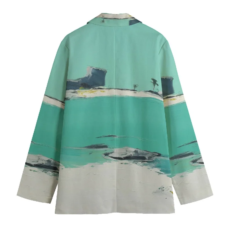 All-Over Print Women's Leisure Blazer | 245GSM Cotton69 teal abstract print Women's Boutique Suit All-Over Print Women's Leisure Blazer | 245GSM Cotton69 teal abstract print Women's Boutique Suit