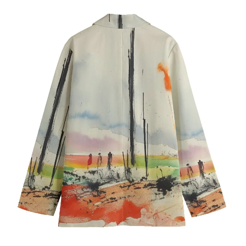 All-Over Print Women's Leisure Blazer | 245GSM Cotton47 landscape, abstract, print Women's Trendy Jacket All-Over Print Women's Leisure Blazer | 245GSM Cotton47 landscape, abstract, print Women's Trendy Jacket