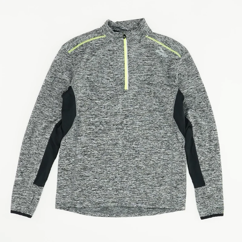 Black Color Block 1/4 Zip Pullover Gathered Sleeve Pullover