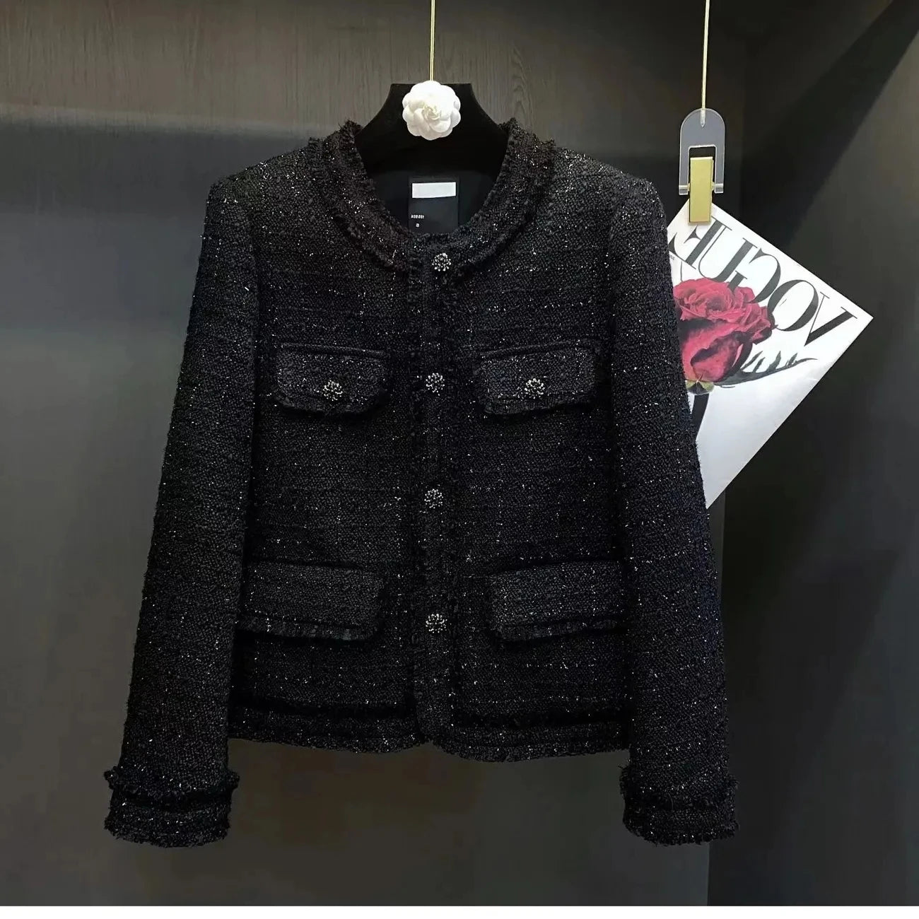 Black Tweed  Blazer - Autumn Winter 2024 Women's Premium Blazer