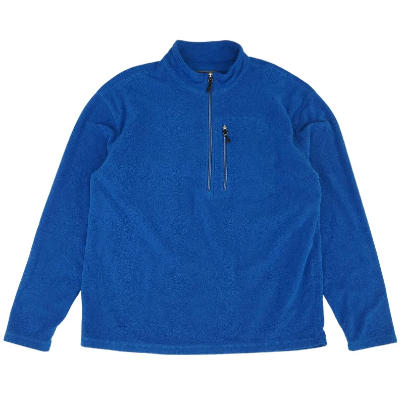 Blue Solid 1/4 Zip Pullover dolman Sleeve Top