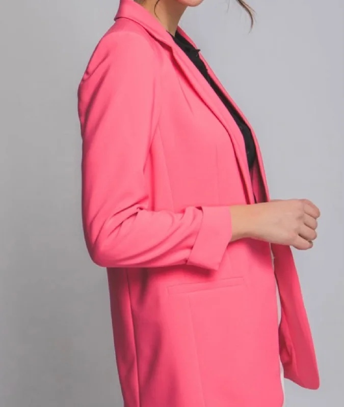 “Business Attire” Blazer in Coral Pink Women's High-End Blazer