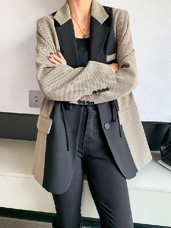 Dark Academia Double Color Blazer Winter Women's Blazer