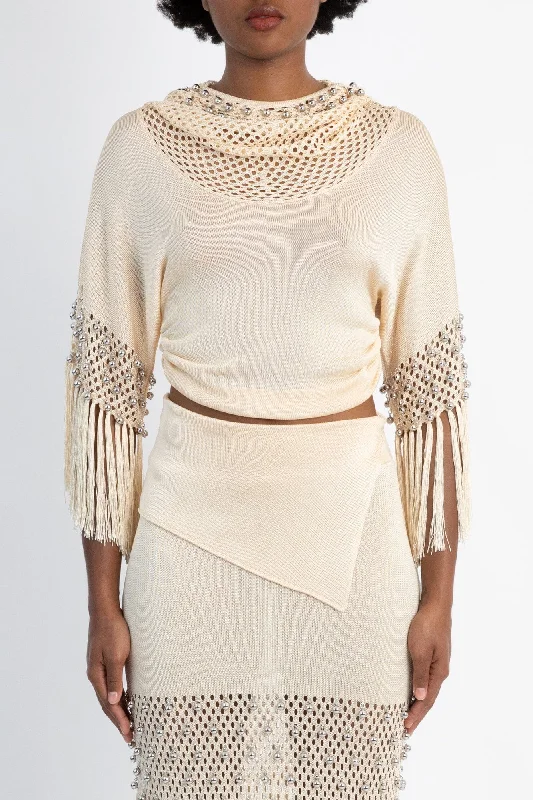 Rabanne Knit Pullover in Nude Besom Neck Pullover