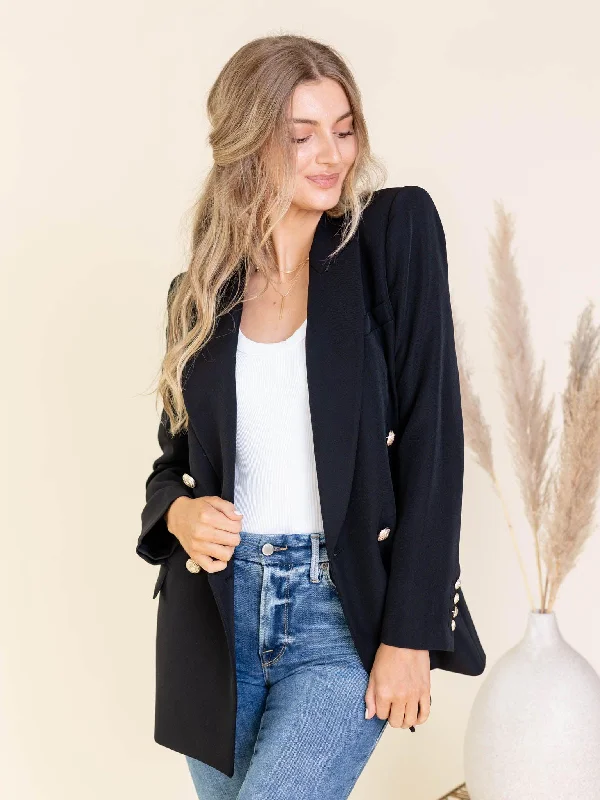 Generation Love Black Max Crepe Blazer Women's Denim Suit