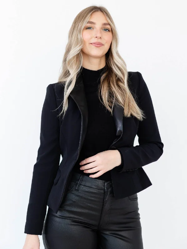 Generation Love Mara Vegan Leather Combo Blazer Women's Lightweight Blazer