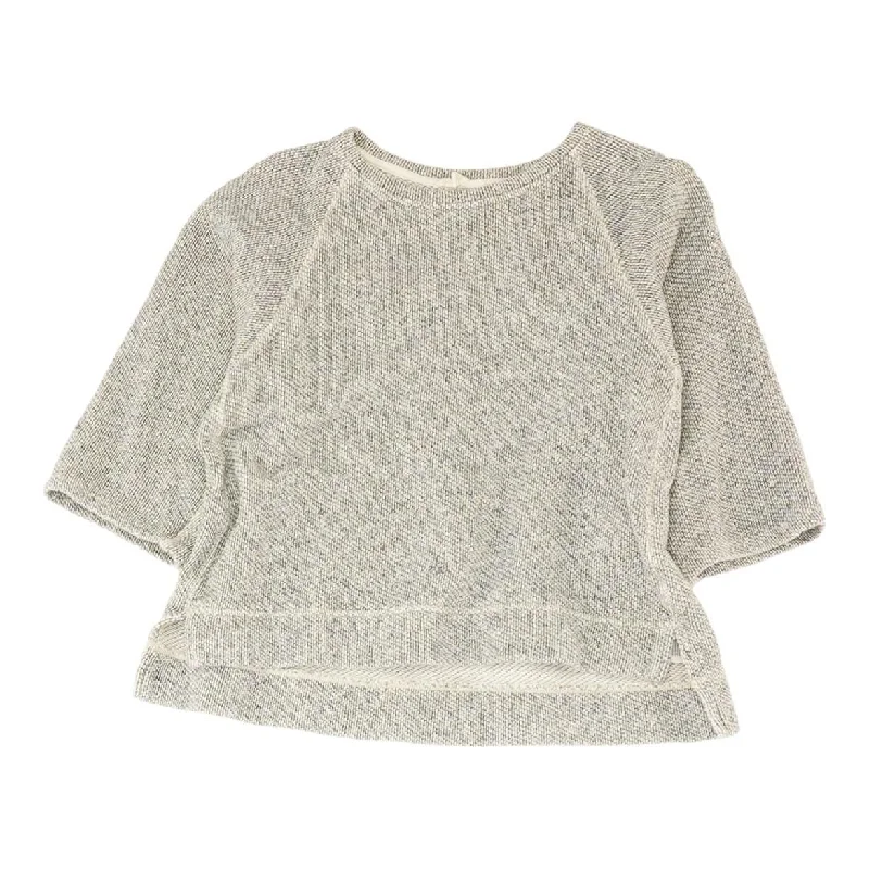 Gray Solid Active Pullover Faux Fur Trim