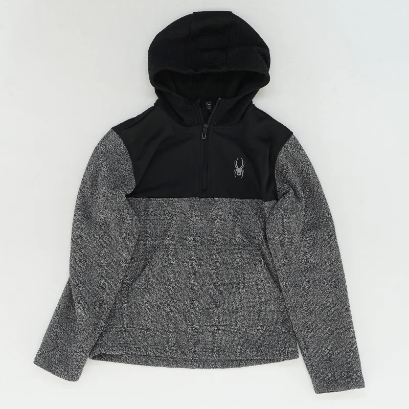 Gray Solid Hoodie Pullover Tapered Sleeve Pullover