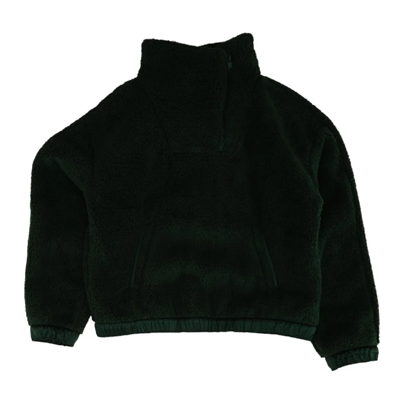 Green Solid 1/4 Zip Pullover Fleece Warm Pullover