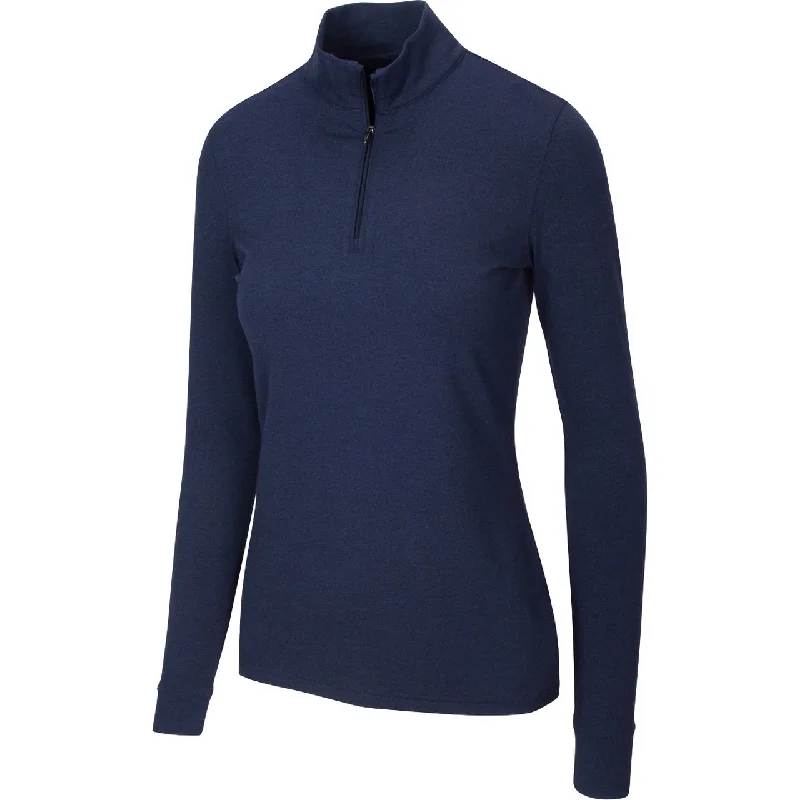 Greg Norman Women's Heathered Comfort Stretch 1/4 Zip Pullover 2021 Shirred Sleeve Feminine