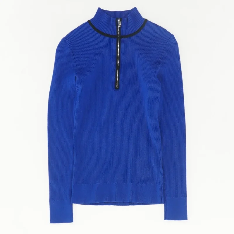 Indigo Mockneck Pullover Sweater Tight Sleeve Top
