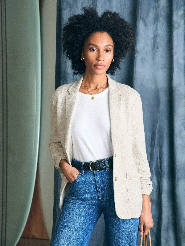 Inlet Knit Blazer - Light Oatmeal Melange Women's Wedding Blazer
