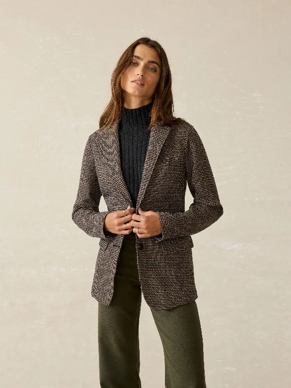 Inlet Houndstooth Blazer - Mocha Mountain Houndstooth Women's Vintage Suit
