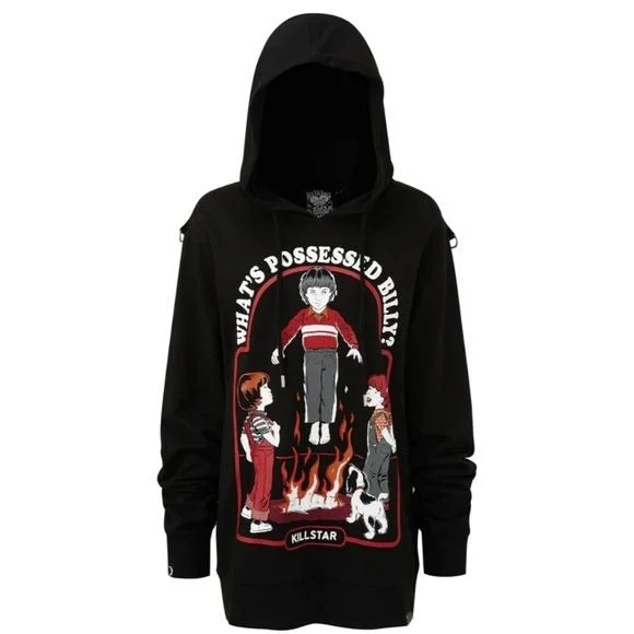 Possessed Pullover Hoodie | Black Cotton Unisex Square Neck Pullover