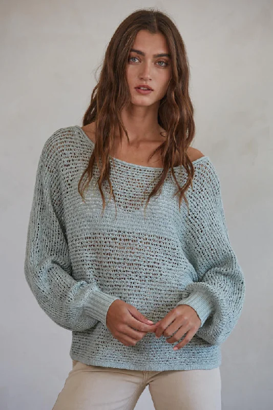 Laurel Canyon Pullover Sage One Shoulder Top