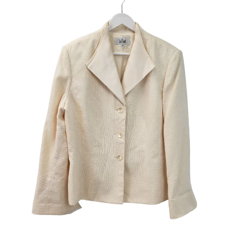 Le Suit Tweed 3 Button Blazer with Organza Trim Size 16 Women's Vintage Suit