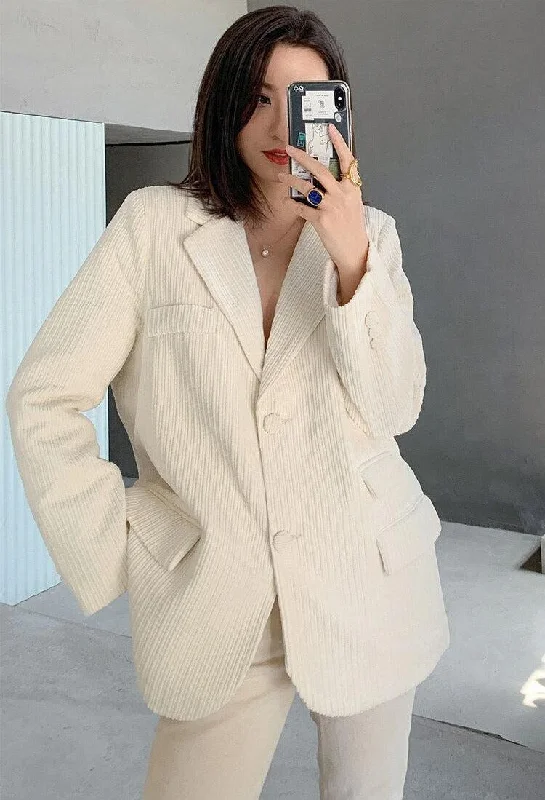 Light Academia Corduroy Blazer Women's Simple Blazer