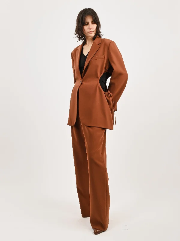 Clay Gathered Cutout Blazer Cotton Blend Blazer