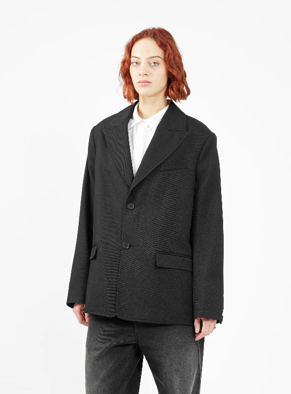Oversized Wool Blazer Black Women's Elegant Blazer
