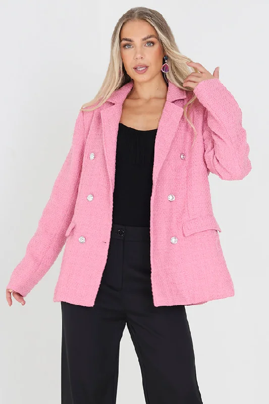PINK MILITARY STYLE DOUBLE BREASTED BLAZER New Women's Blazer