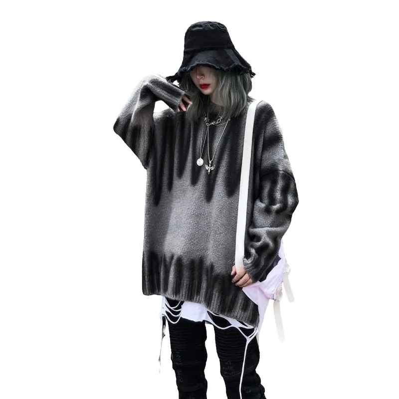 Punk Knitted Sweaters for Women / Female Oversized Clothing / Casual Long Pullovers Open Front Cardigan Punk Knitted Sweaters for Women / Female Oversized Clothing / Casual Long Pullovers Open Front Cardigan