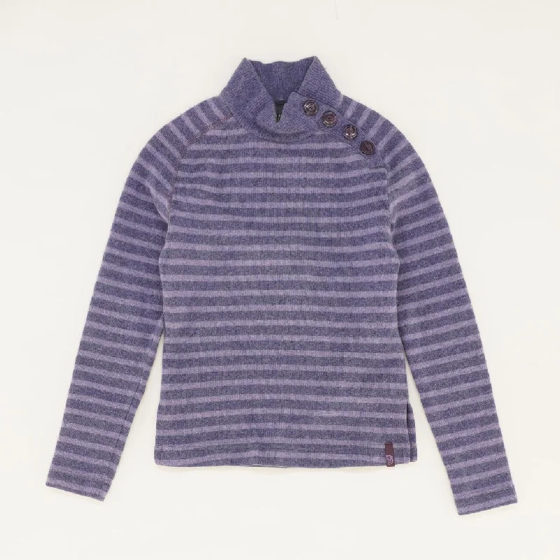Purple Striped Pullover Sweater Ruffle Sleeve Feminine