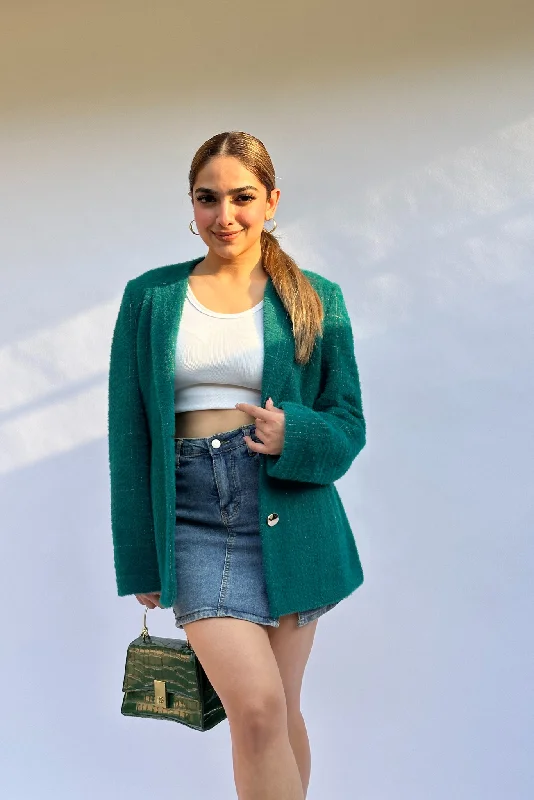 Rich Emerald Green Blazer Women's Warm Suit