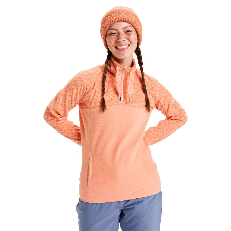 Sayna Half Zip Polar Pullover - Peach Pink High Neck Pullover