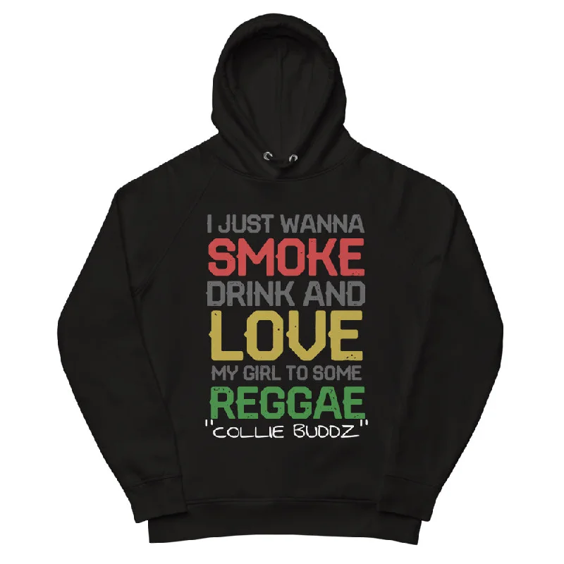 Smoke Drink & Love Unisex Black Pullover Hoodie Thick Cable Knit