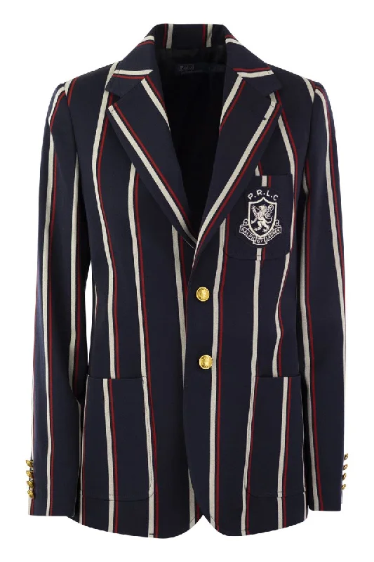 Striped blazer with crest Women's Navy Jacket