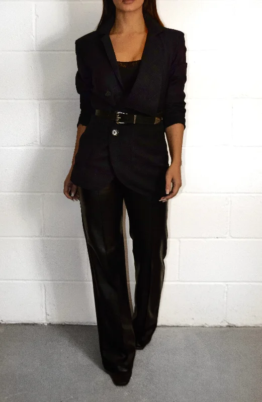 Suit Blazer - Dark Green/ Navy Check Women's Vintage Jacket