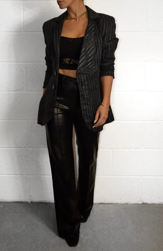 Suit Blazer - Navy / Blue & Yellow Pinstripe Women's Custom Jacket