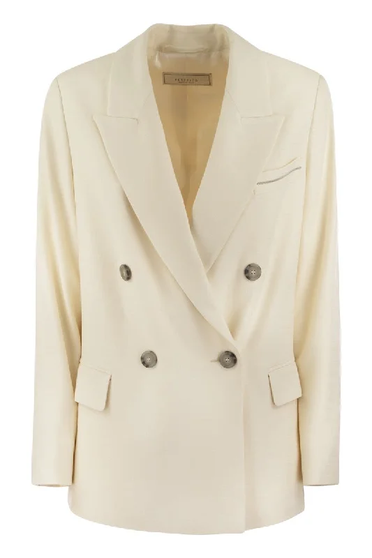 Viscose blend double-breasted blazer Women's Advanced Suit