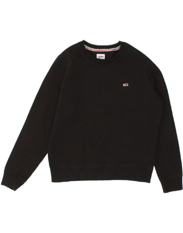 TOMMY HILFIGER Womens Sweatshirt Jumper UK 14 Medium Black Cotton