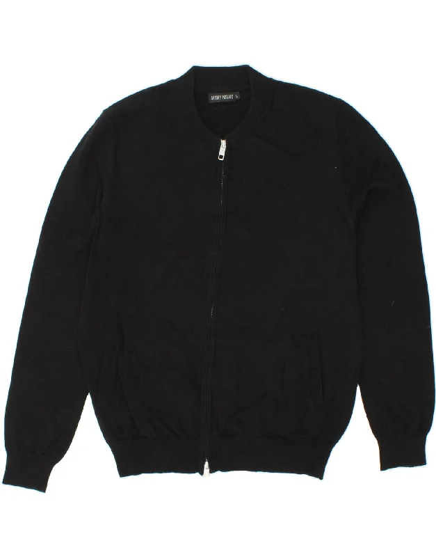 ANTONY MORATO Womens Cardigan Sweater UK 16 Large Black Cotton Print Jacquard Patchwork