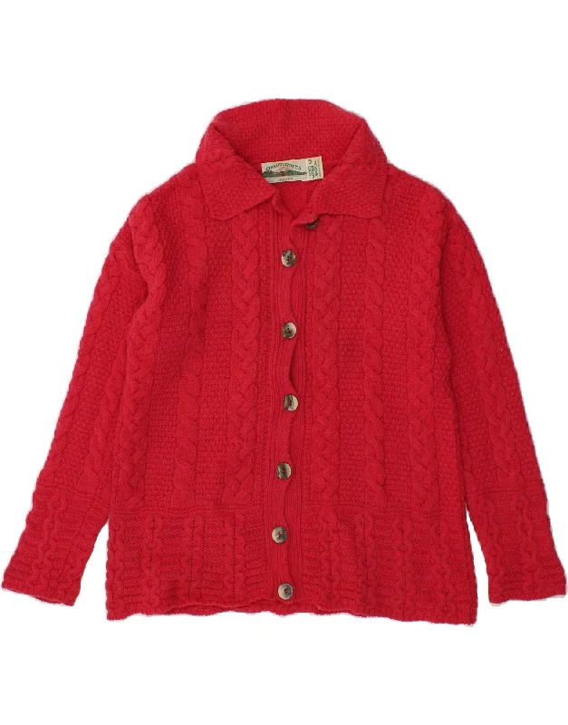 ARAN CRAFTS Womens Cardigan Sweater UK 14 Medium Red Merino Wool Cashmere Blend Cotton Blend Poly Blend ARAN CRAFTS Womens Cardigan Sweater UK 14 Medium Red Merino Wool Cashmere Blend Cotton Blend Poly Blend