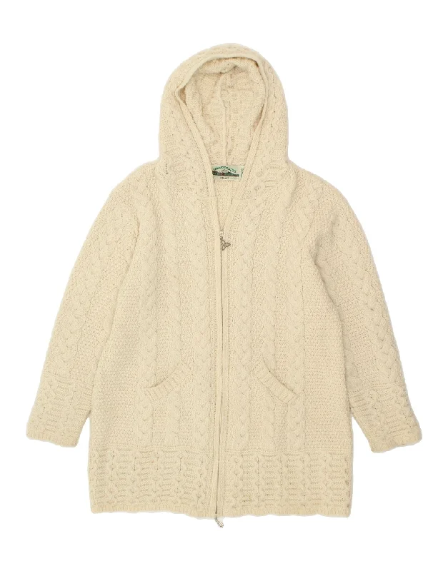 ARAN CRAFTS Womens Hooded Cardigan Sweater UK 18 XL Beige Merino Wool Fitted Slim Tailored ARAN CRAFTS Womens Hooded Cardigan Sweater UK 18 XL Beige Merino Wool Fitted Slim Tailored