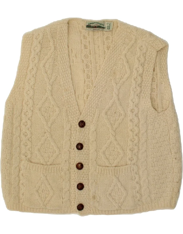 ARANCRAFTS Womens Oversized Sleeveless Cardigan Sweater UK 10 Small Beige Knit Fabric Woven Fabric Fleece Fabric ARANCRAFTS Womens Oversized Sleeveless Cardigan Sweater UK 10 Small Beige Knit Fabric Woven Fabric Fleece Fabric