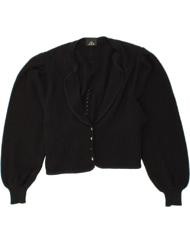 ARBEP Womens Crop Cardigan Sweater IT 48 XL Black New Wool Front Pockets Side Pockets Patch Pockets