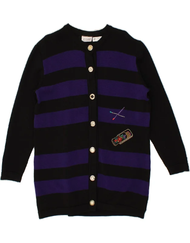 BASLER Womens Longline Cardigan Sweater EU 40 Medium Black Striped Zippered Buttoned Snapped BASLER Womens Longline Cardigan Sweater EU 40 Medium Black Striped Zippered Buttoned Snapped