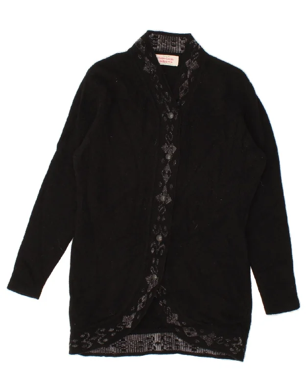 BENETTON Womens Longline Cardigan Sweater IT 46 Large Black Argyle/Diamond Chenille Fabric Brocade Fabric Lace Fabric BENETTON Womens Longline Cardigan Sweater IT 46 Large Black Argyle/Diamond Chenille Fabric Brocade Fabric Lace Fabric