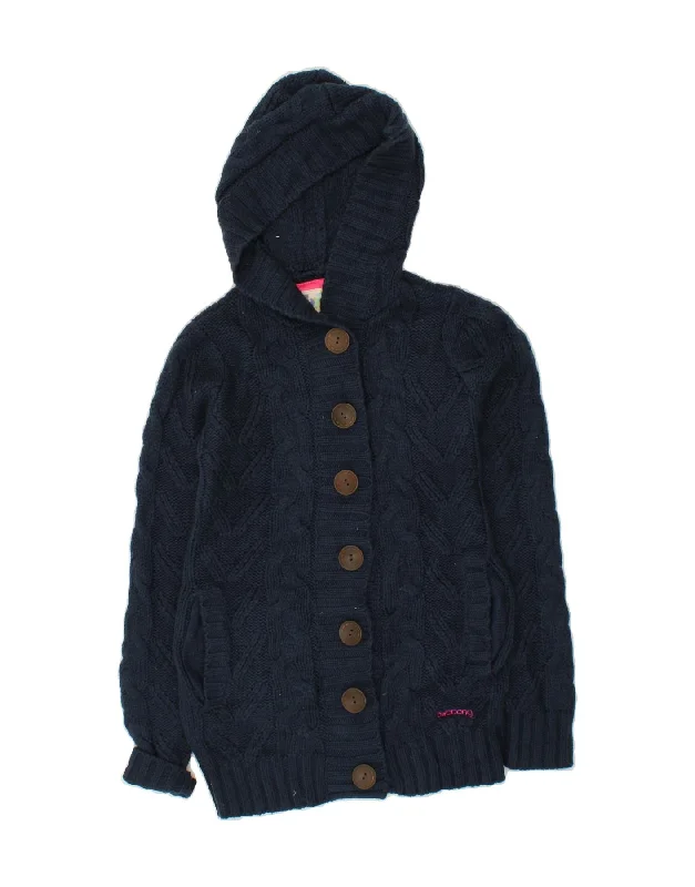 BILLABONG Womens Hooded Cardigan Sweater UK 8 Small Navy Blue Acrylic Transparent Opaque Sheer BILLABONG Womens Hooded Cardigan Sweater UK 8 Small Navy Blue Acrylic Transparent Opaque Sheer