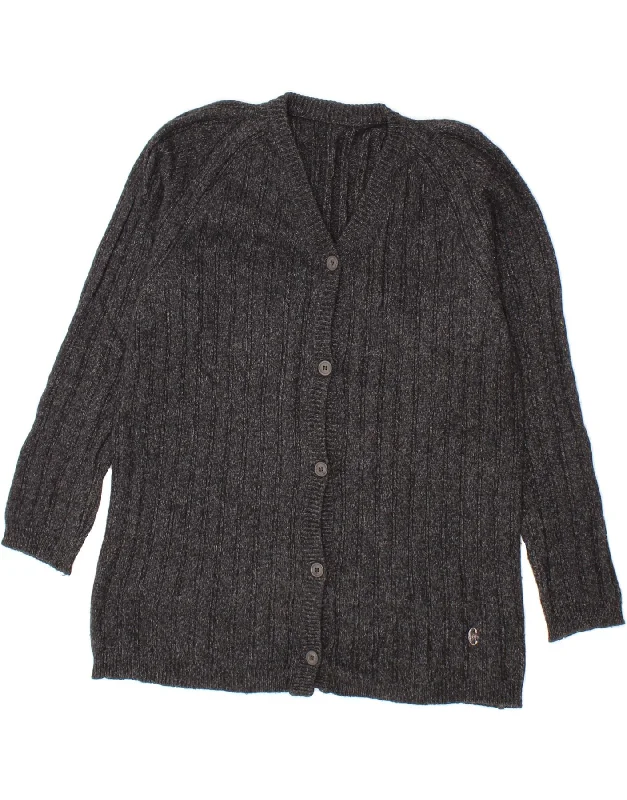 CONTE OF FLORENCE Womens Cardigan Sweater UK 14 Medium Grey Flecked Wool Solid Print Embellished CONTE OF FLORENCE Womens Cardigan Sweater UK 14 Medium Grey Flecked Wool Solid Print Embellished