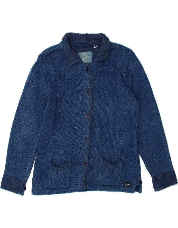 DENIM STYLE Womens Cardigan Sweater UK 14 Large Blue Cotton Hooded Caped Shawl Collar DENIM STYLE Womens Cardigan Sweater UK 14 Large Blue Cotton Hooded Caped Shawl Collar