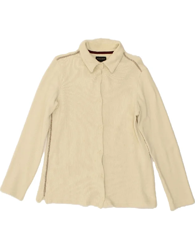 DIADORA Womens Cardigan Sweater UK 12 Medium Beige Cotton Solid Color Striped Floral Print DIADORA Womens Cardigan Sweater UK 12 Medium Beige Cotton Solid Color Striped Floral Print