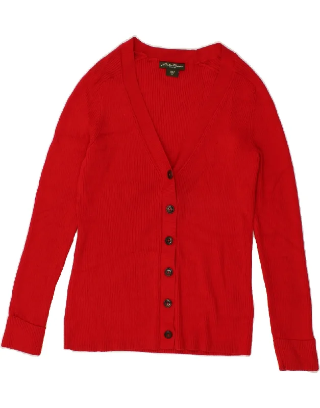 EDDIE BAUER Womens Cardigan Sweater UK 12 Medium Red Cotton Toggled Drawstring Belted EDDIE BAUER Womens Cardigan Sweater UK 12 Medium Red Cotton Toggled Drawstring Belted