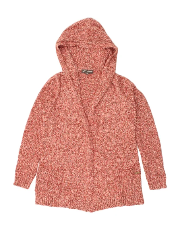 EDDIE BAUER Womens Hooded Cardigan Sweater UK 18 XL Red Flecked Cotton Fleece Fabric Down Fabric Feather Fabric EDDIE BAUER Womens Hooded Cardigan Sweater UK 18 XL Red Flecked Cotton Fleece Fabric Down Fabric Feather Fabric