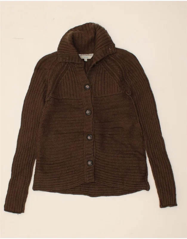 FAT FACE Womens Cardigan Sweater UK 6 XS Brown Lambswool Notch Collar Peter Pan Collar Cowl Neck FAT FACE Womens Cardigan Sweater UK 6 XS Brown Lambswool Notch Collar Peter Pan Collar Cowl Neck