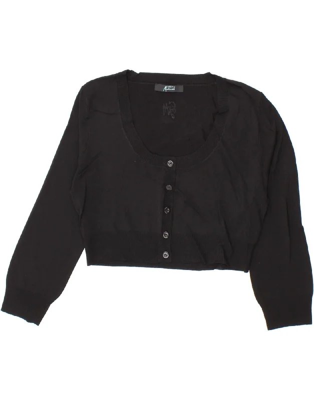 GUESS BY MARCIANO Womens 3/4 Sleeve Crop Cardigan Sweater US 3 XS Black Herringbone Houndstooth Plaid GUESS BY MARCIANO Womens 3/4 Sleeve Crop Cardigan Sweater US 3 XS Black Herringbone Houndstooth Plaid
