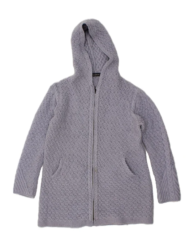 IRELANDS EYE Womens Longline Hooded Cardigan Sweater UK 14 Large Blue Bright Pastel Dark IRELANDS EYE Womens Longline Hooded Cardigan Sweater UK 14 Large Blue Bright Pastel Dark